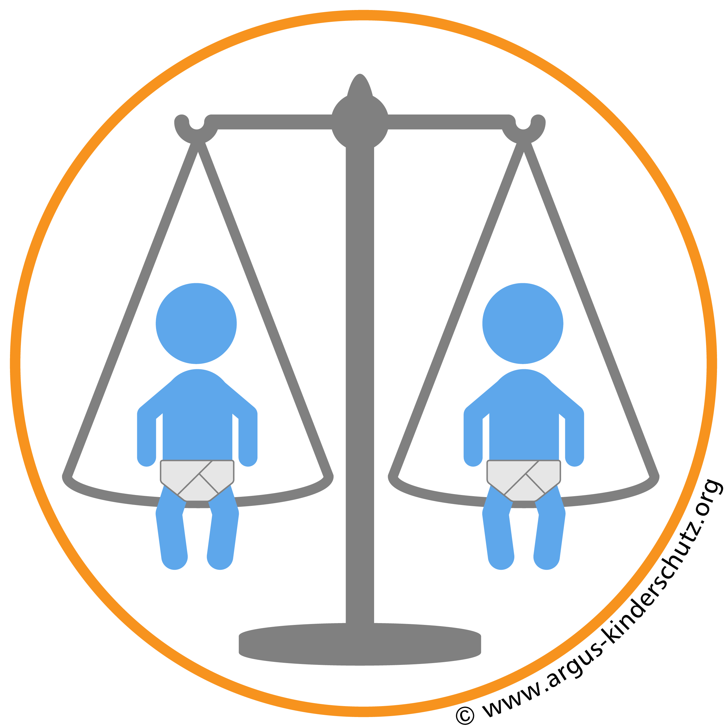 Icon von zwei Kindern in einer Waage