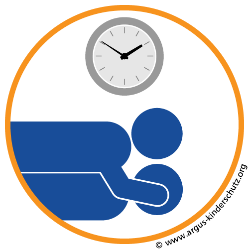 Icon zwei Menschen aufeinander und eine Uhr